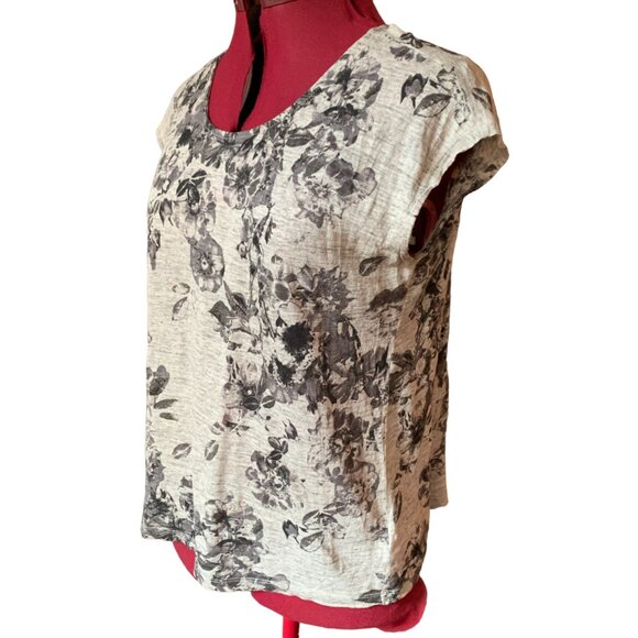 CYNTHIA ROWLEY - Linen Blouse Top scoop neckline Cap sleeves - medium - Picture 2 of 7